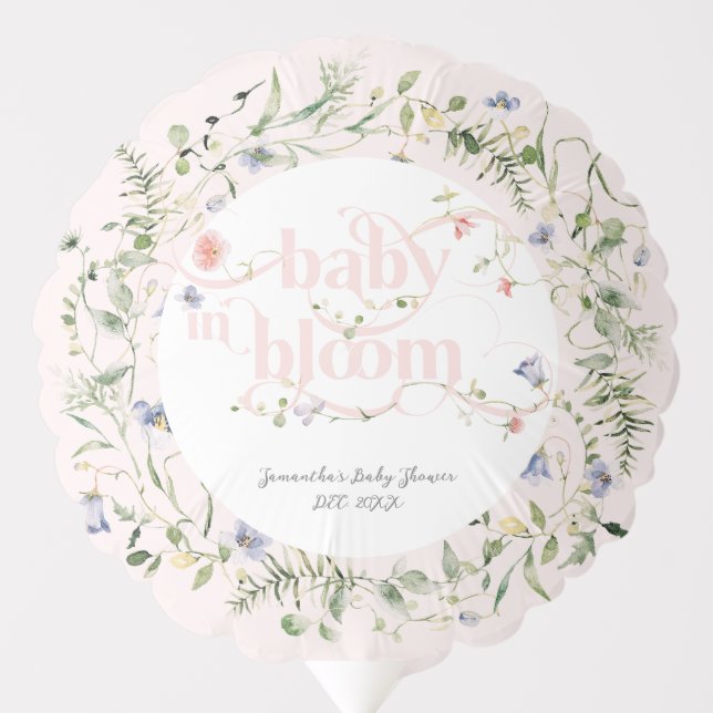 Baby in Bloom Wildflower Girl Pink Baby Shower Balloon (Front)
