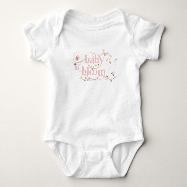 Baby in Bloom Wildflower Girl Pink Baby Shower Bodysuit (Front)