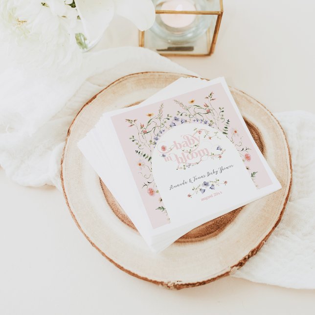 Baby in Bloom Wildflower Girl Pink Baby Shower Napkins (Creator Uploaded)