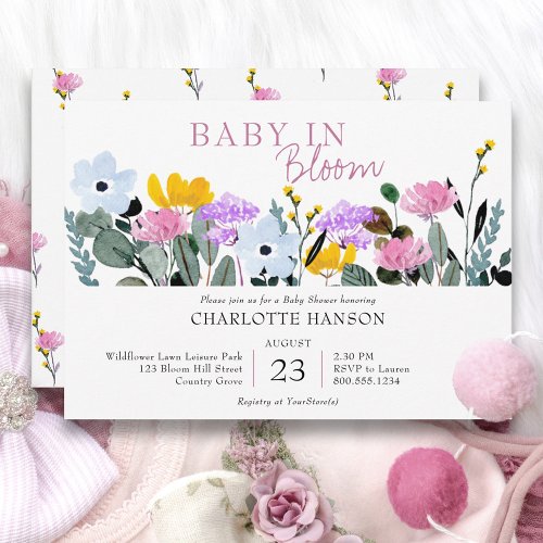 Baby in Bloom Wildflower Lawn Baby Shower Invitation