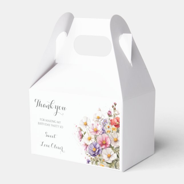 Baby in Bloom WildFlower Lilac Baby Shower Favor Boxes (Front Side)