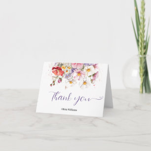 Baby in Bloom WildFlower Lilac Baby Shower Letterpress Thank You Card