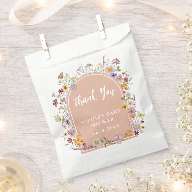 Baby In bloom Wildflower Mauve Pink Favor Bag (Clipped)