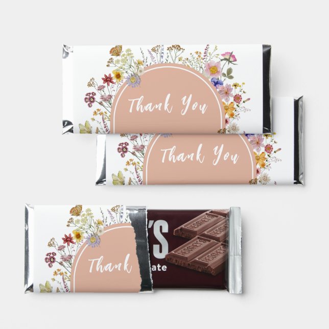 Baby In bloom Wildflower Mauve Pink Hershey Bar Favors (Front)