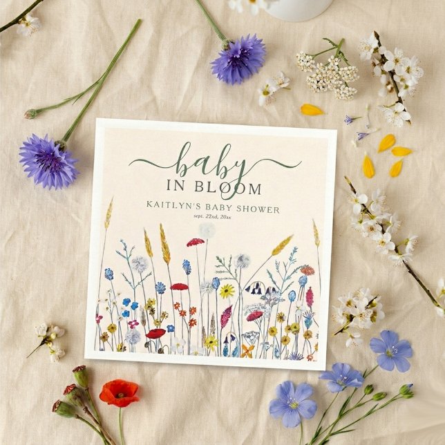 Baby in Bloom Wildflower Meadow Baby Shower Napkins (Creator Uploaded)