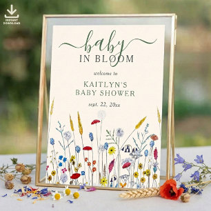 Baby in Bloom Wildflower Meadow Baby Shower Poster