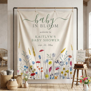 Baby in Bloom Wildflower Meadow Baby Shower Tapestry