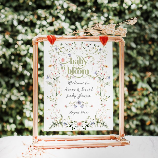 Baby in Bloom Wildflower Modern Floral Baby Shower Poster (Creator Uploaded)