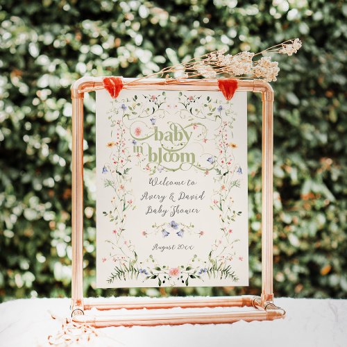 Baby in Bloom Wildflower Modern Floral Baby Shower Poster