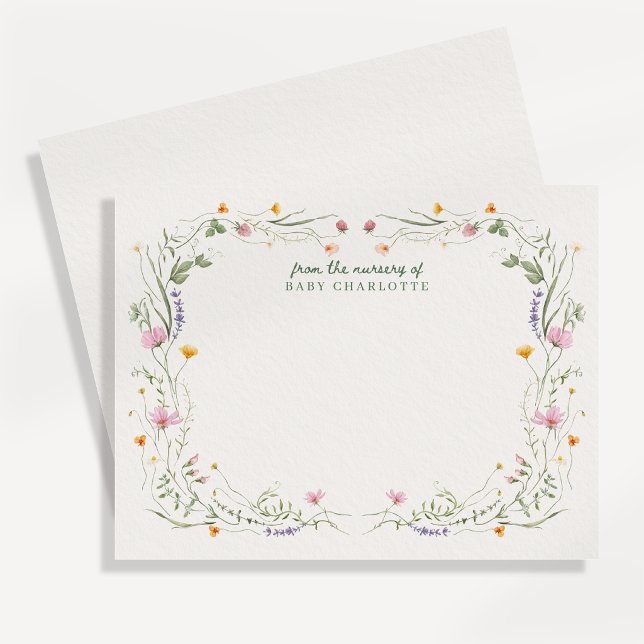 Baby in Bloom Wildflower Nursery Note Card (Creator Uploaded)