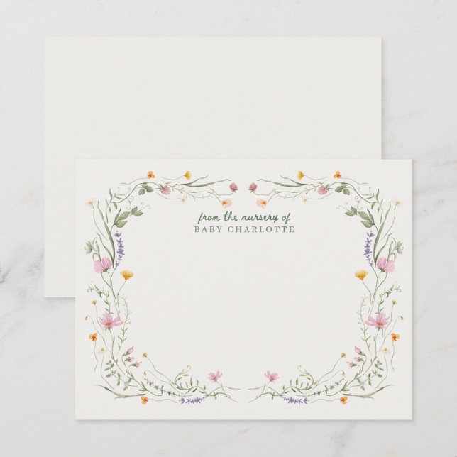 Baby in Bloom Wildflower Nursery Note Card (Front/Back)