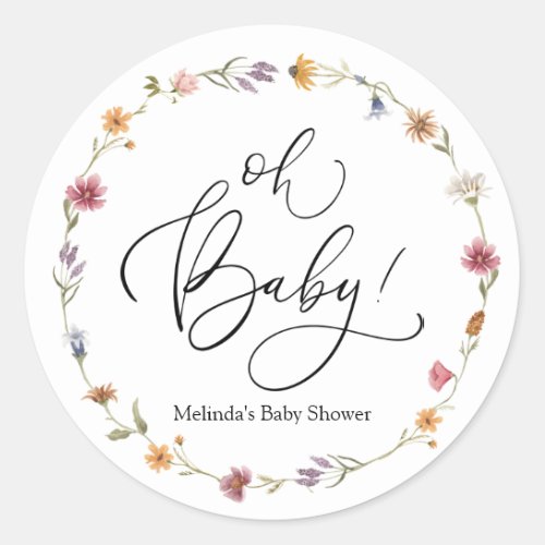 Baby in Bloom Wildflower Oh Baby Favor Classic Round Sticker