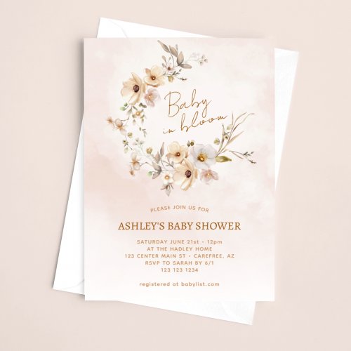 Baby in Bloom Wildflower Pink Baby Shower Invitation