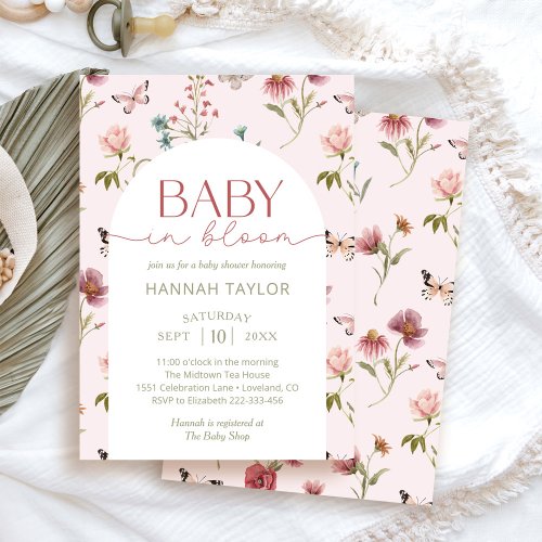 Baby in Bloom Wildflower Pink Baby Shower Invitation