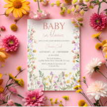 Baby in Bloom Wildflower Pink Girl QR Baby Shower