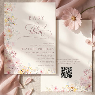 Baby In Bloom Wildflower QR Baby Shower Invitation
