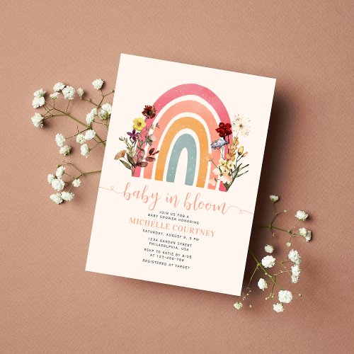 Baby in Bloom Wildflower Rainbow Girl Baby Shower Invitation