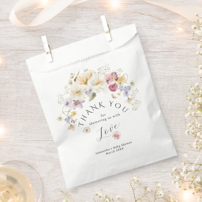 Baby in bloom Wildflower Rustic Baby Shower Favor Bag (Clipped)
