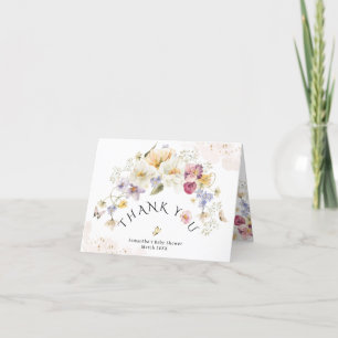Baby in bloom Wildflower Rustic Baby Shower Letterpress Thank You Card