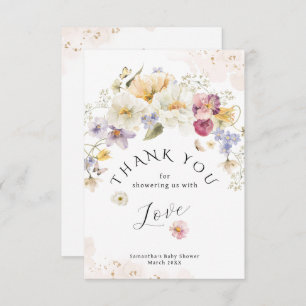 Baby in bloom Wildflower Rustic Baby Shower Thank You Card