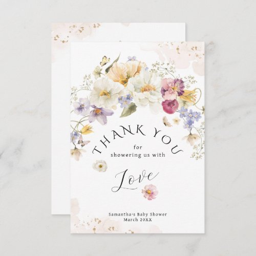 Baby in bloom Wildflower Rustic Baby Shower  Thank You Card