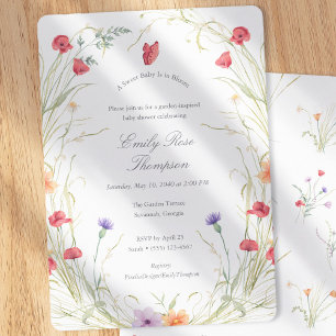 Baby in Bloom-Wildflower Spring Baby Girl Shower Invitation