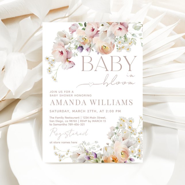 Baby in Bloom Wildflower Spring Baby Shower Invitation (Creator Uploaded)