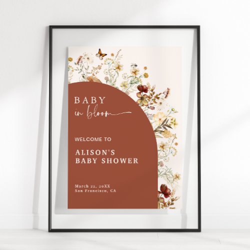 Baby In Bloom Wildflower Terracotta Shower Welcome Poster