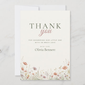 Baby in Bloom Wildflower Thank You Card