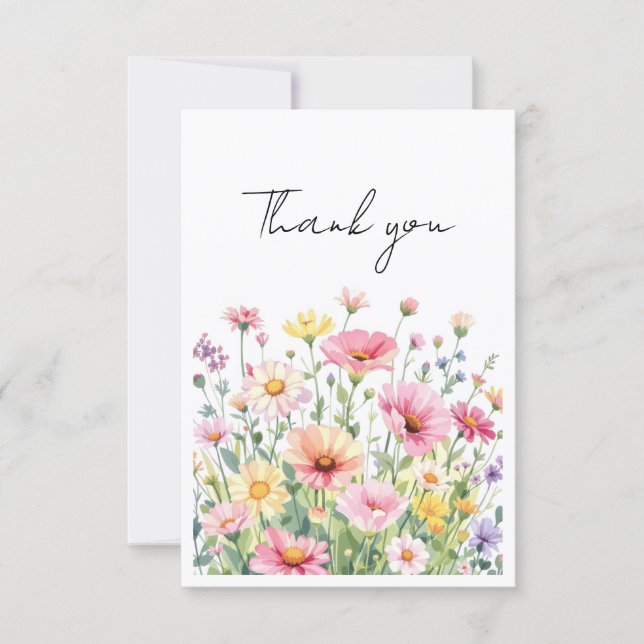 Baby in Bloom Wildflower Thank you Cards (Front)