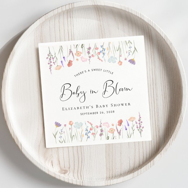 Baby in Bloom Wildflower Watercolor Baby Shower Napkins (Creator Uploaded)