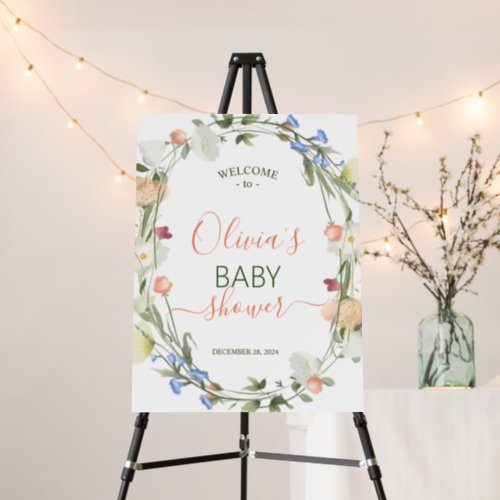 BABY in bloom Wildflower WELCOME sign