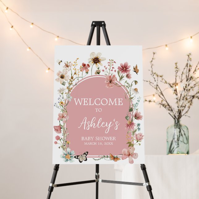 Baby in Bloom Wildflower Welcome Sign (In Situ (Stand))