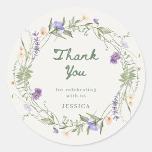 Baby in Bloom Wildflower Wreath Baby Shower Sticke Classic Round Sticker