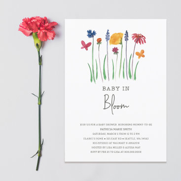 Baby in Bloom Wildflowers Baby Girl Baby Shower Invitation