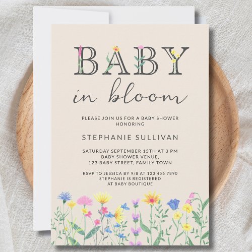 Baby in Bloom Wildflowers Baby Shower Invitation