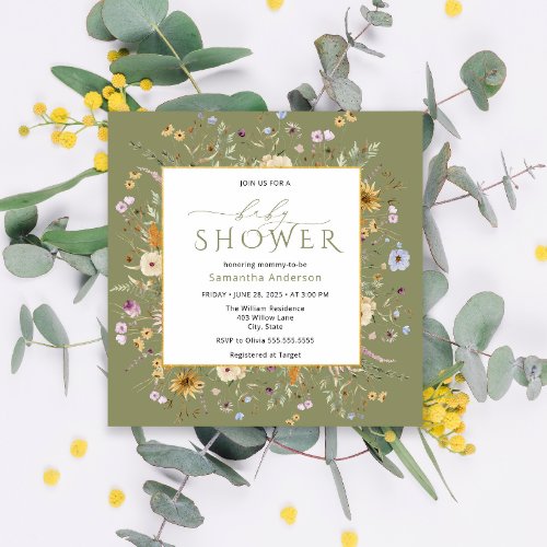 Baby in Bloom Wildflowers Baby Shower Invitation