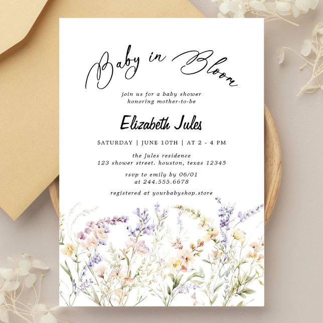 Baby in Bloom Wildflowers Baby Shower Invitation (Creator Uploaded)