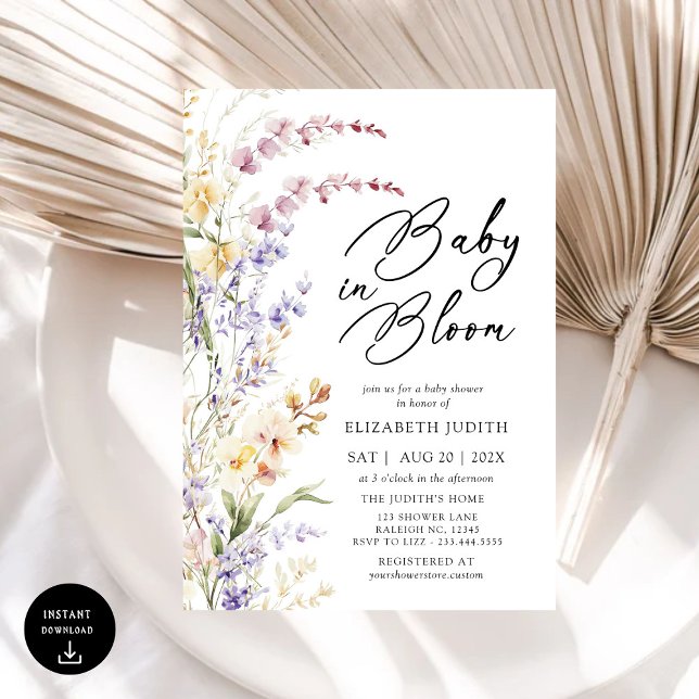 Baby in Bloom Wildflowers Baby Shower Invitation (Creator Uploaded)