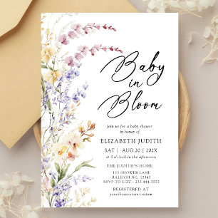 Baby in Bloom Wildflowers Baby Shower Invitation