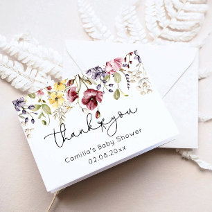 Baby In Bloom Wildflowers Baby Shower Letterpress Thank You Card