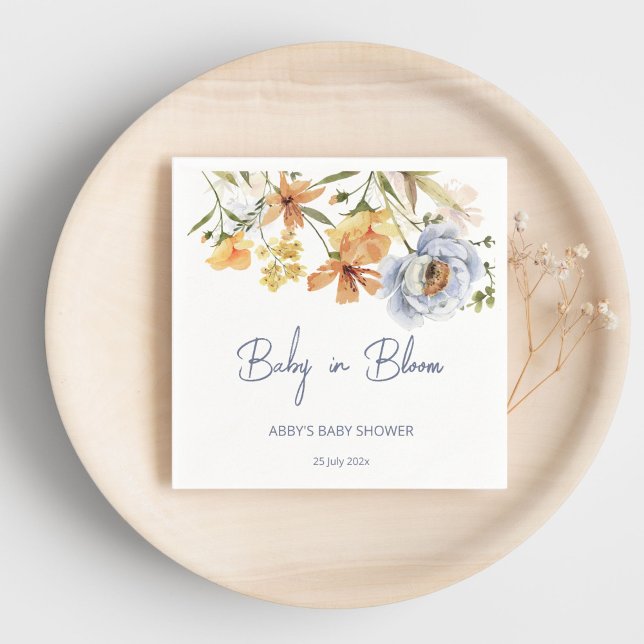 Baby in bloom wildflowers baby shower printed napkins (Creator Uploaded)