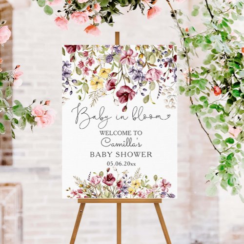 Baby In Bloom Wildflowers  Baby Shower Welcome Foam Board