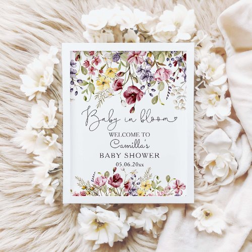 Baby In Bloom Wildflowers  Baby Shower Welcome Poster