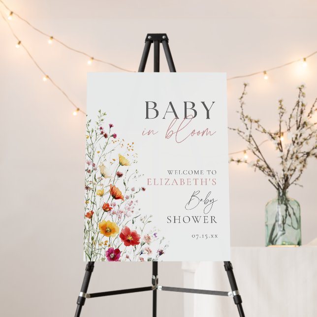 Baby In Bloom Wildflowers Baby Shower Welcome Sign (In Situ (Stand))
