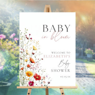 Baby In Bloom Wildflowers Baby Shower Welcome Sign