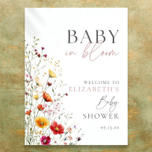 Baby In Bloom Wildflowers Baby Shower Welcome Sign
