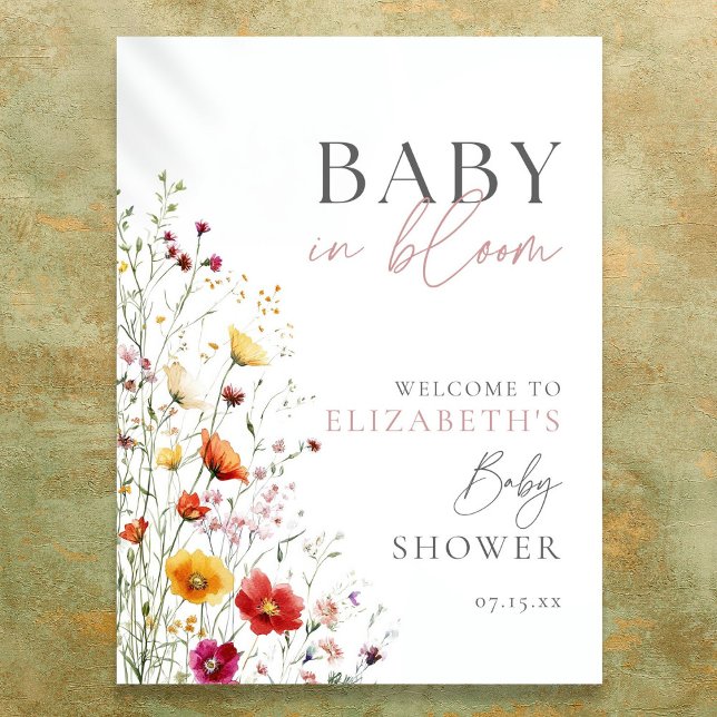 Baby In Bloom Wildflowers Baby Shower Welcome Sign (Baby In Bloom Wildflowers Baby Shower Welcome Sign)