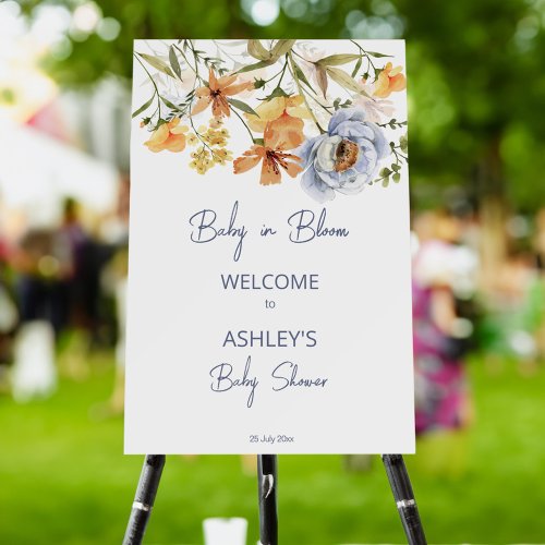 Baby in bloom wildflowers baby shower welcome sign