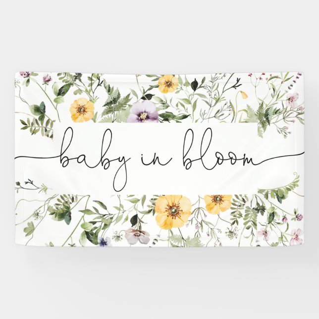 Baby in bloom wildflowers backdrop banner (Horizontal)